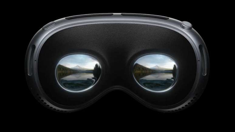 Par de telas micro OLED do Apple Vision Pro.