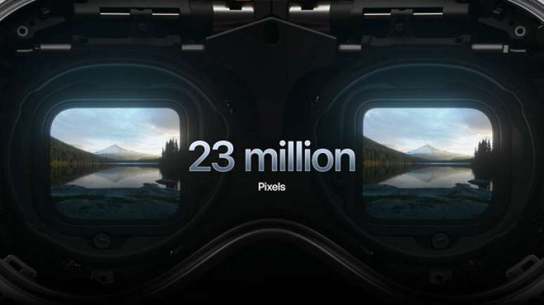 O par de telas micro OLED do Apple Vision Pro possui 23 milh&otilde;es de pixels ao somar os dois displays.