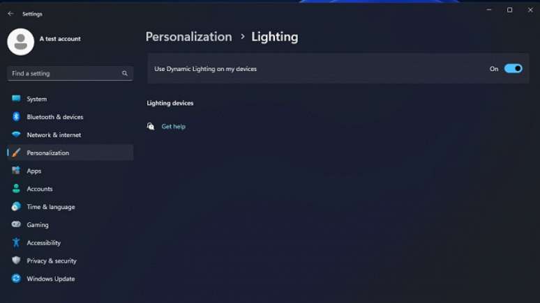 Recurso nativo de iluminação dinâmica para periféricos RGB no Windows 11.