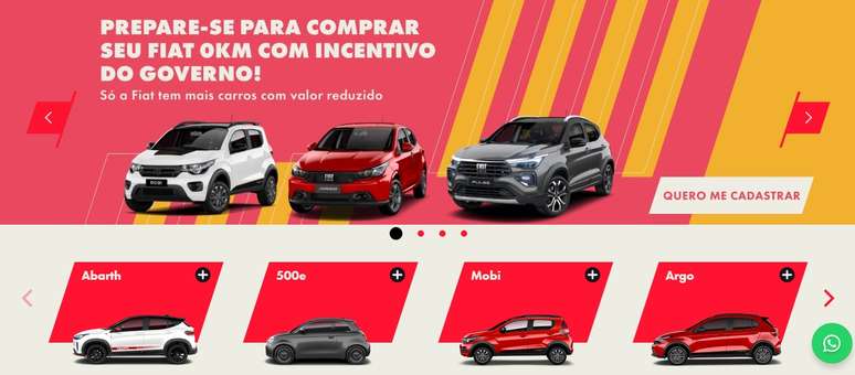 Fiat está cadastrando clientes para comprar carros com desconto
