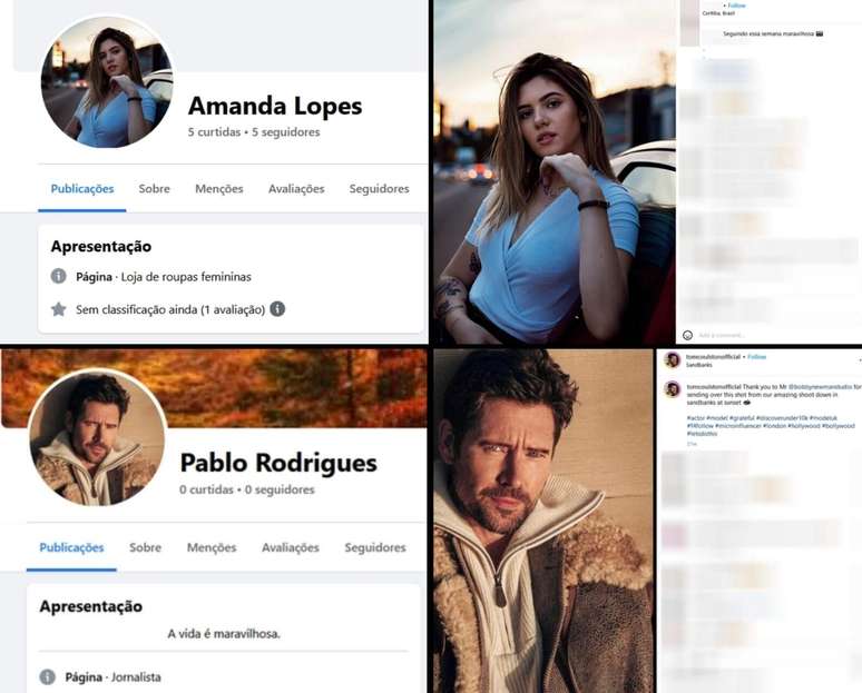 Comparativo mostra que os perfis falsos utilizam fotos de pessoas que n&atilde;o possuem quaisquer ind&iacute;cios de liga&ccedil;&atilde;o com o golpe