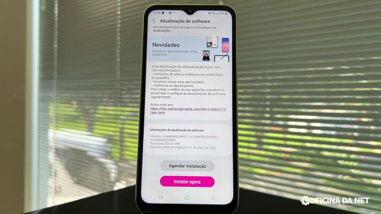 Samsung Galaxy A14 atualização de maio