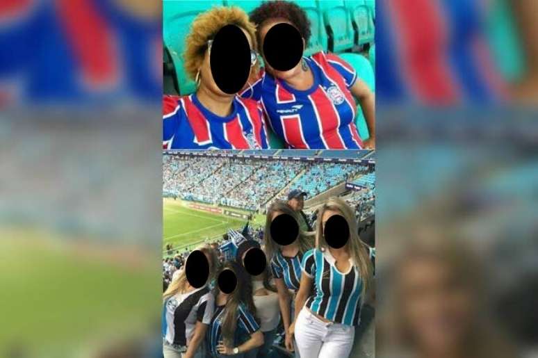 Homem compara fotos de torcedoras do Bahia e do Grêmio