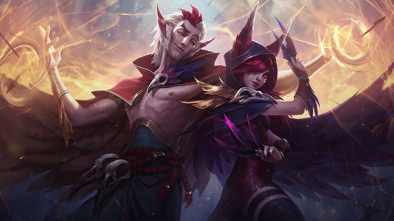 Dois campeões do League of Legends. 