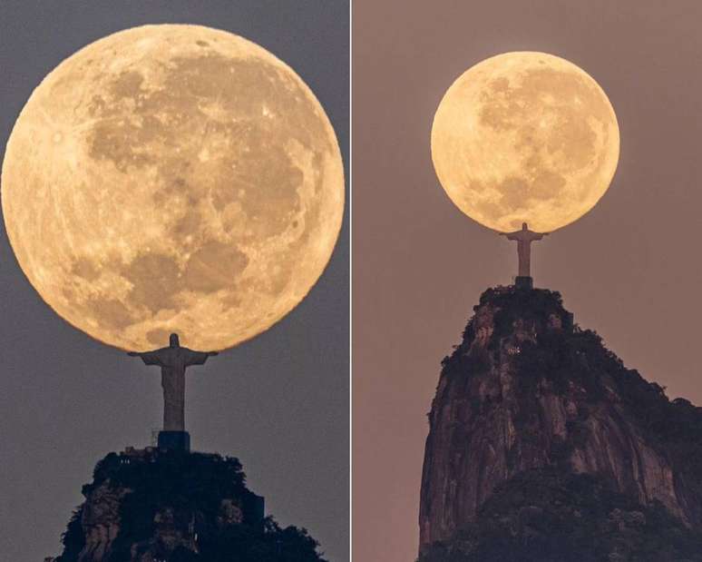 Fotógrafo do Rio captura momento em que o Cristo Redentor 'abraça' a Lua e viraliza na web