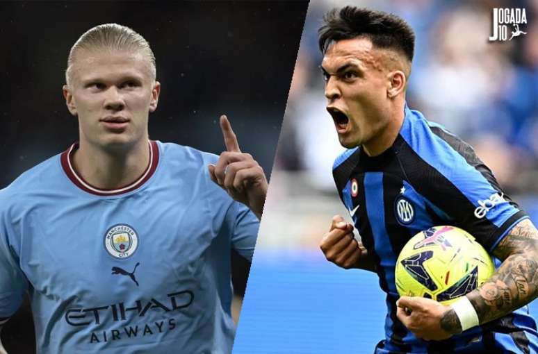 Haaland e Lautaro Martínez são os grandes nomes de Manchester City e Inter de Milão na final da Champions – Fotos: Getty Images