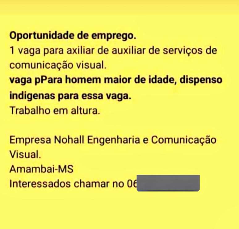 O anúncio publicado pela empresa Nohall Engenharia 