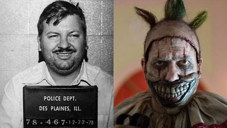 John Wayne Gacy (à esquerda) - Wikimedia Commons / Palhaço Twisty (à direita) - Reprodução