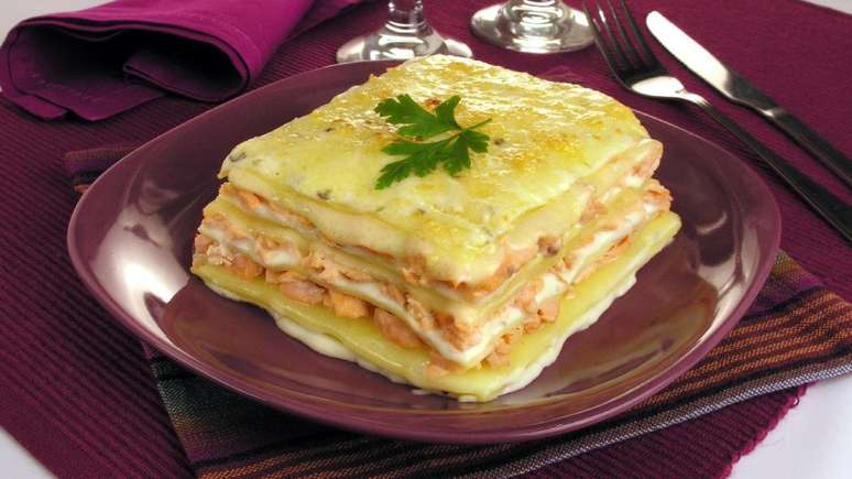 Lasanha de salm&atilde;o