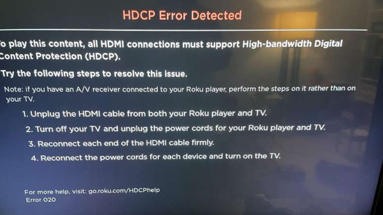 Como resolver o erro de HDCP.