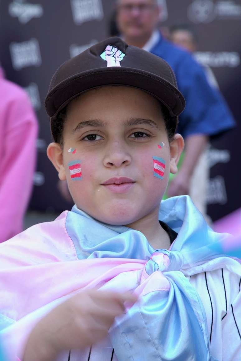 Gustavo, durante Marcha do Orgulho Trans de São Paulo