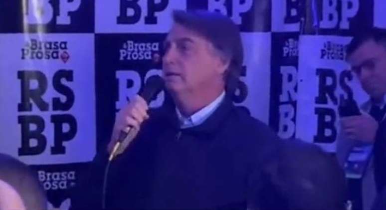 O ex-presidente Jair Bolsonaro discursou em evento em Porto Alegre (RS) nesta quinta-feira, 22