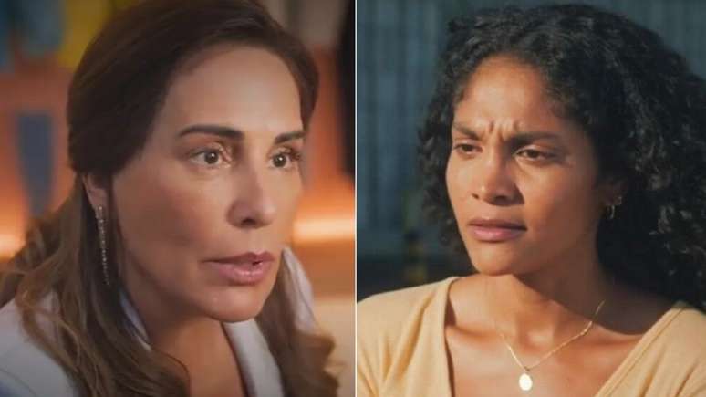 Irene (Gloria Pires) e Aline (Barbara Reis) em 'Terra e Paixão'. Reprodução/ Globo