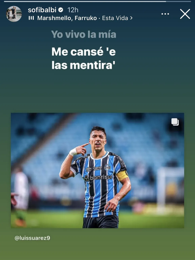 Post da esposa de Suárez depois do gol do uruguaio —