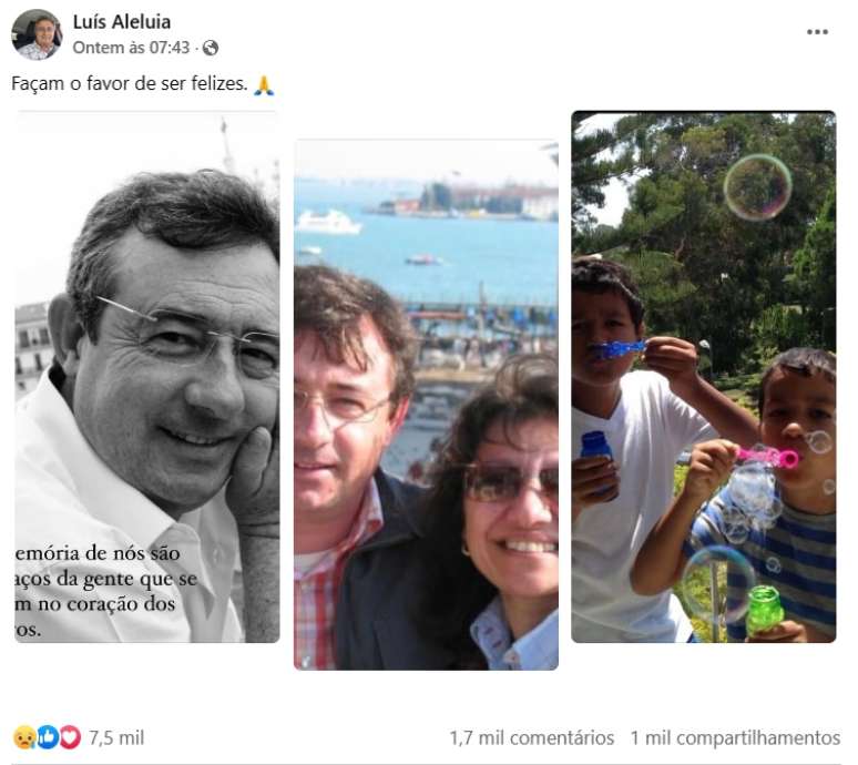 A mensagem postada pouco antes de ser encontrado morto