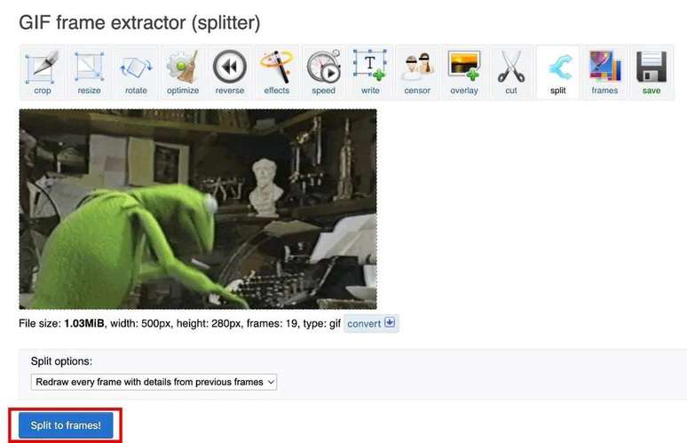 The online tool lets you determine the amount of repetition of a GIF (Image: Screenshot/Guilherme Haas/Canaltech)