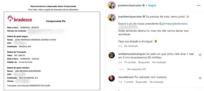 Deputado estadual Jo&atilde;o Henrique Catan (PL-MS) doou R$ 1000 em vaquinha para ex-presidente Jair Bolsonaro