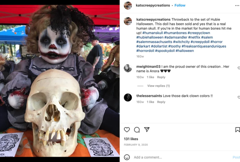 Katrina MaClean é acusada de usar crânios humanos para confeccionar bonecas de terror  