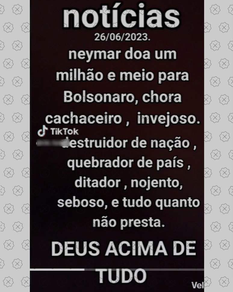 Post que afirma que Neymar teria doado R$ 1,5 milhão para Jair Bolsonaro