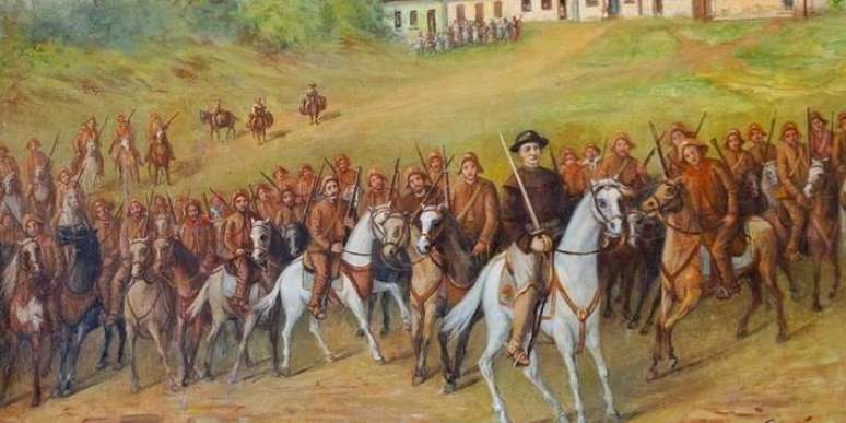 Dressed in leather, dozens of volunteer cowboys participated in the struggles for independence in Bahia under the command of Friar Brayner Dressed in leather, dozens of volunteer cowboys participated in the struggles for independence in Bahia under the command of Friar Brayner