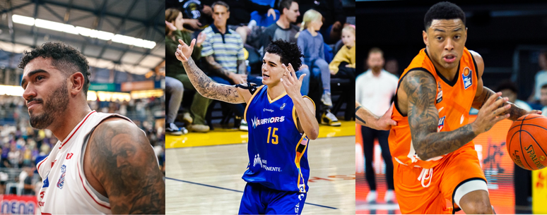 Marcio, Gui e Yago em quadra por suas equipes (Fotos: Redes Sociais/Sesi Franca/Gui Santos/Ratiopharm UIm)