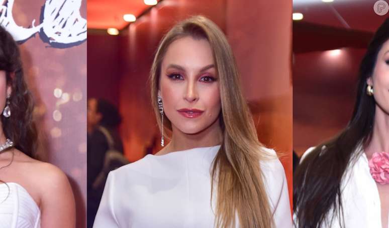 Carla Diaz, Giovanna Grigio e Anaju Dorigon combinaram look all white em pré-estreia do filme 'Perdida' em 4 de julho de 2023.