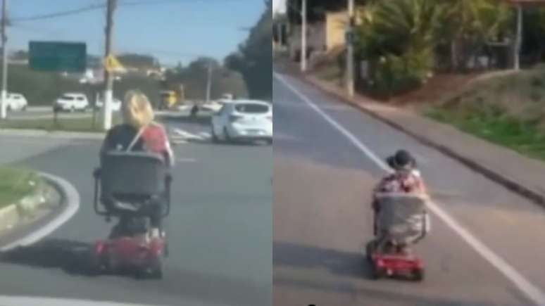 Idosa é flagrada dirigindo cadeira elétrica em avenida de Limeira (SP)