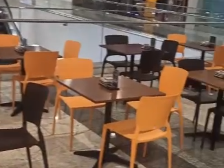 Imagens gravadas pelo jornalista mostram a área comum do restaurante vazia no momento do crime