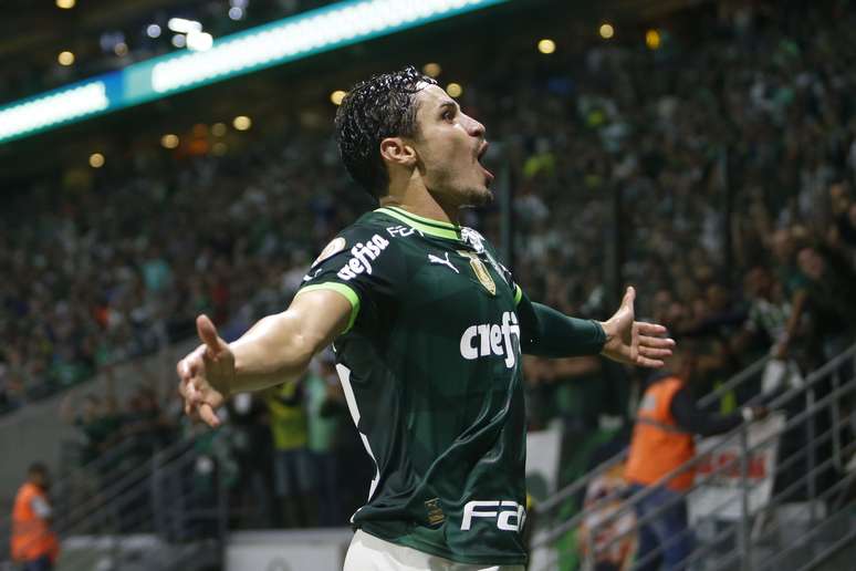 Raphael Veiga durante comemora&ccedil;&atilde;o de gol no Allianz Parque &ndash;