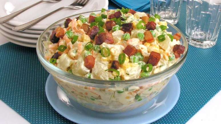 Salada de batata e bacon