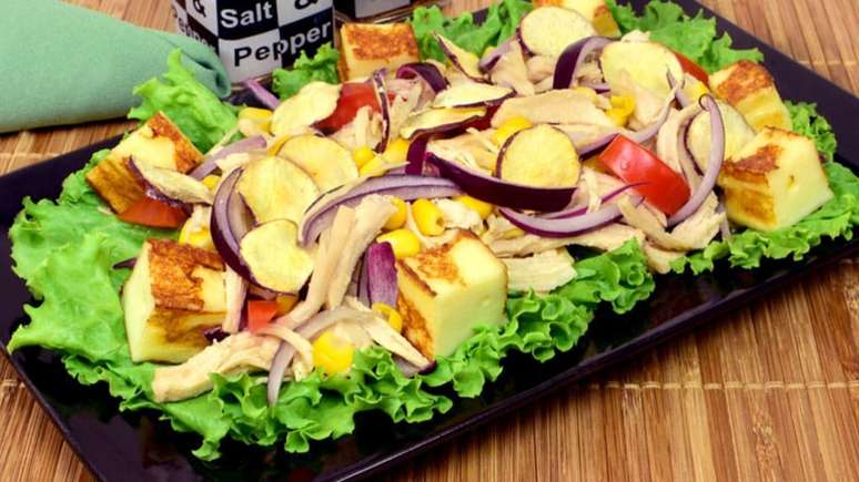 Salada chips de batata doce