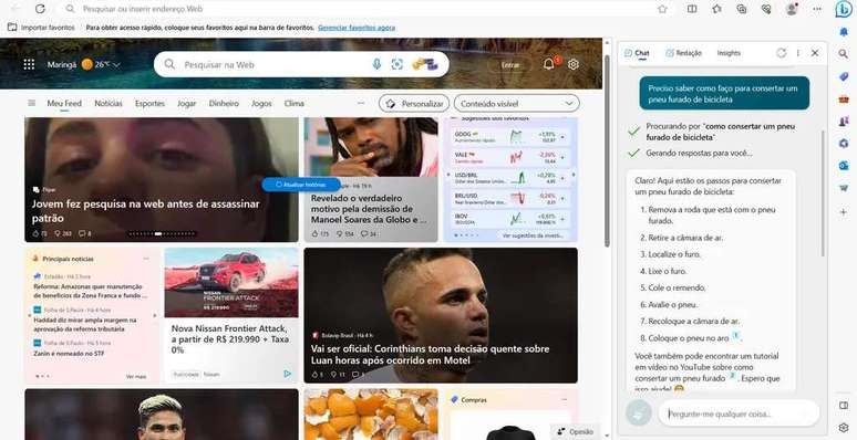 One of the benefits of Bing Chat is that it's integrated into the Edge browser (Image: Playback/Microsoft) One of the benefits of Bing Chat is that it's integrated into the Edge browser (Image: Playback/Microsoft)