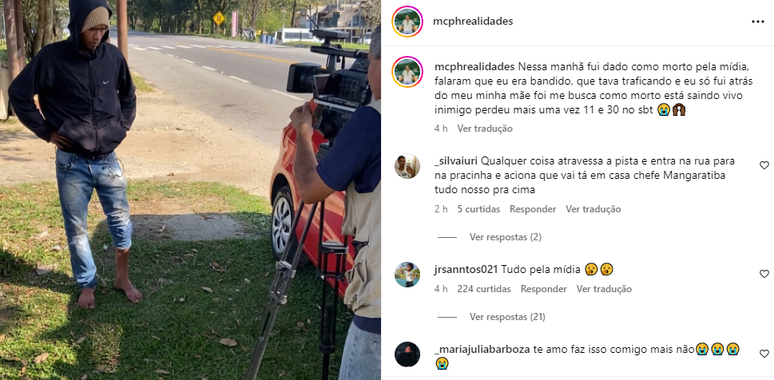 MC PH Realidades foi confundido com homem morto em operação policial. 