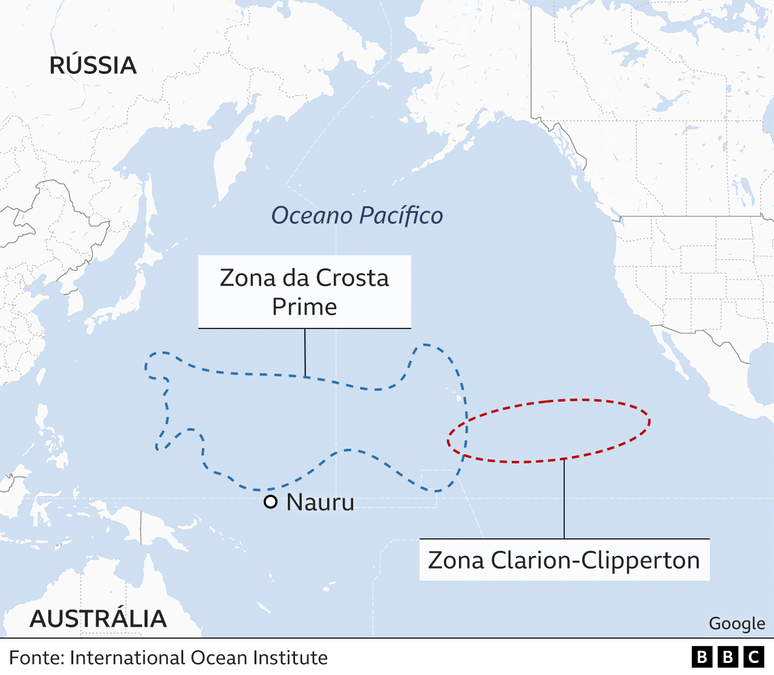 Mapa mostrando a Zona Clarion-Clipperton 