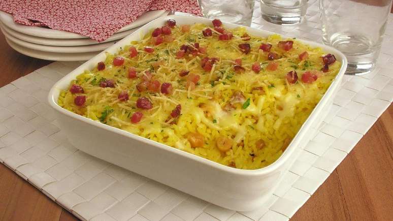Arroz de forno crocante