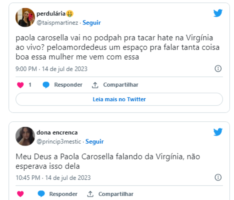 Internautas ficam contra visão de Paola Carosella sobre conteúdos feitos por influencers digitais. 