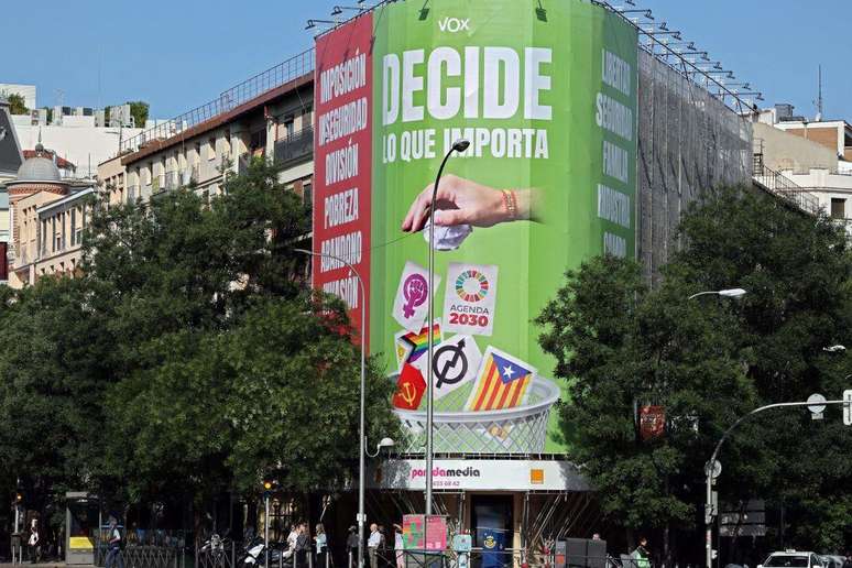 A panel set up in central Madrid at the end of June sparked a barrage of criticism of Vox A panel set up in central Madrid at the end of June sparked a barrage of criticism of Vox