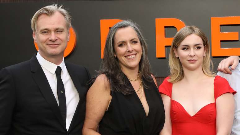 Christopher Nolan, Emma Thomas and Flora Nolan. Christopher Nolan, Emma Thomas and Flora Nolan.