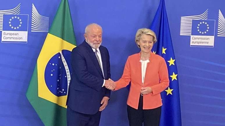 Lula and Ursula von der Leyen after meeting in Brussels