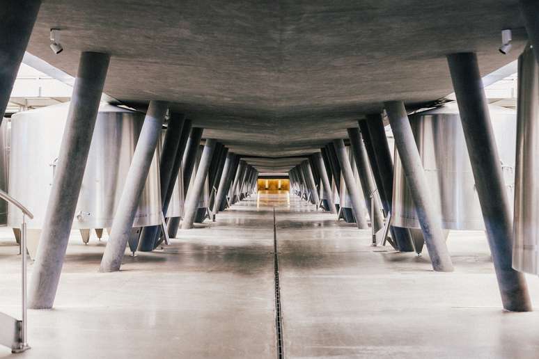 Tanques de aço inox permitem que o vinho fermente e comece a adquirir complexidade