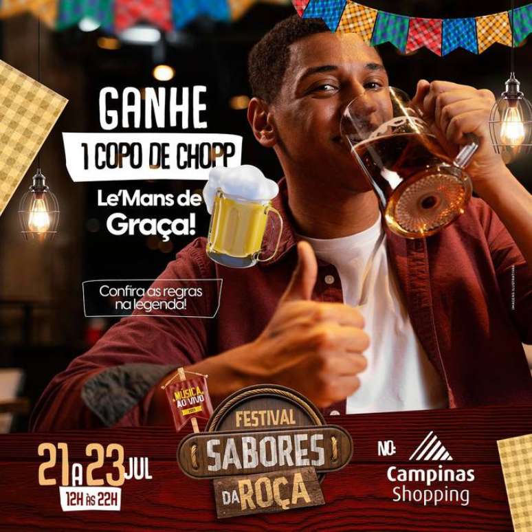 Festival de Sabores da Roça acontecerá entre os dias 21 e 23 de julho, das 12h às 22h, no Campinas Shopping