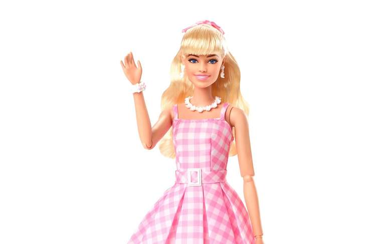 2023 Barbie The Movie Doll Pink Gingham Dress –