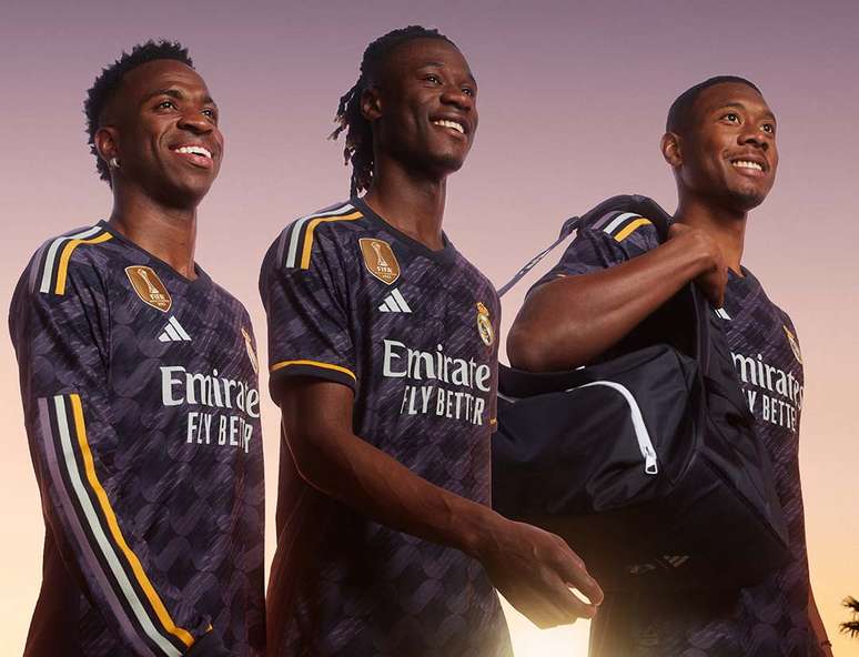 Vini Jr, Camavinga e Alaba posaram com o novo uniforme do Real Madrid para a temporada 2023/24 –