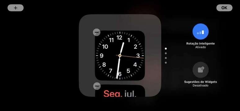 Customize the default display screen with iOS widgets (Image: Screenshot/Thiago Furquim/Canaltech) Customize the default display screen with iOS widgets (Image: Screenshot/Thiago Furquim/Canaltech)