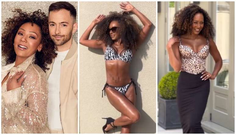 Mel B com o noivo, Rory, e exibindo a boa forma aos 48 anos