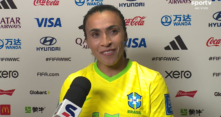Marta em entrevista ao SporTV após vitória do Brasil