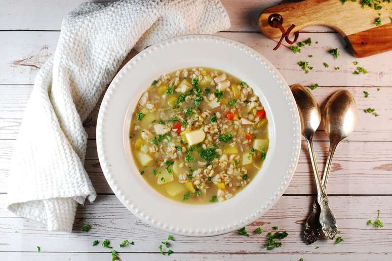Barley soup with chicken