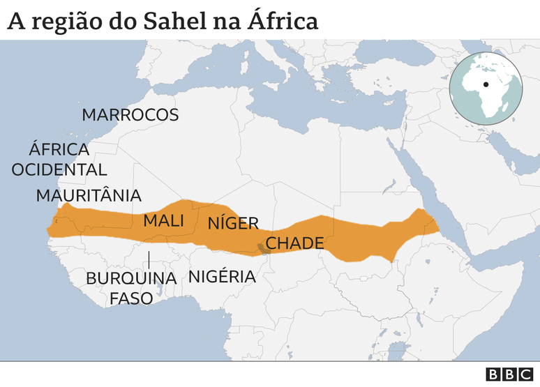 Mapa do Sahel, na África