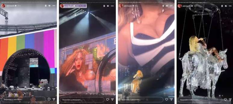 Stories publicados por Sabrina Sato em show de Beyonc&eacute;