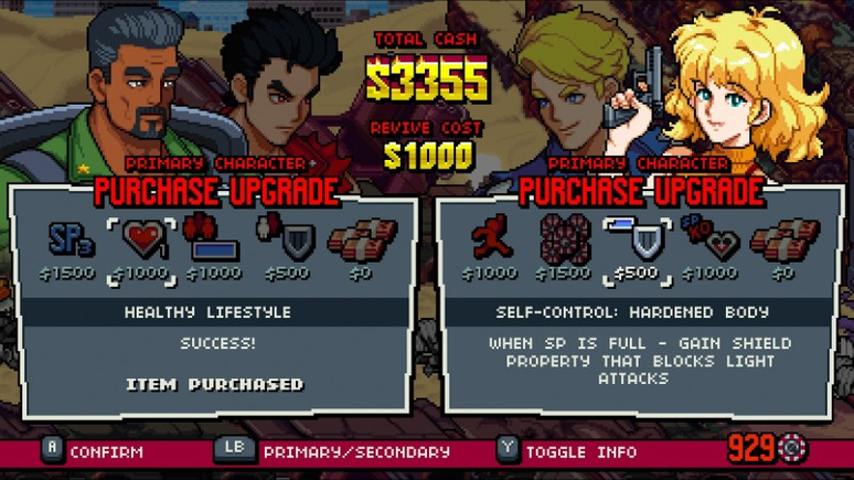 Ao final de cada missão, o jogador 'compra' novas vantagens para os personagens
